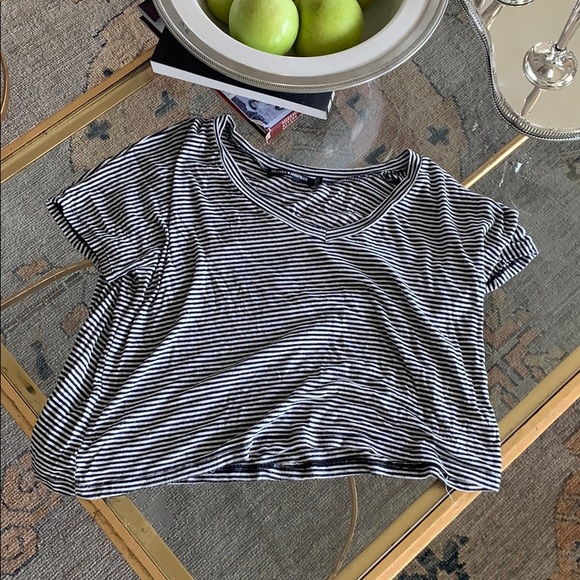 Brandy Melville black and white crop top tee - Picture 2 of 7